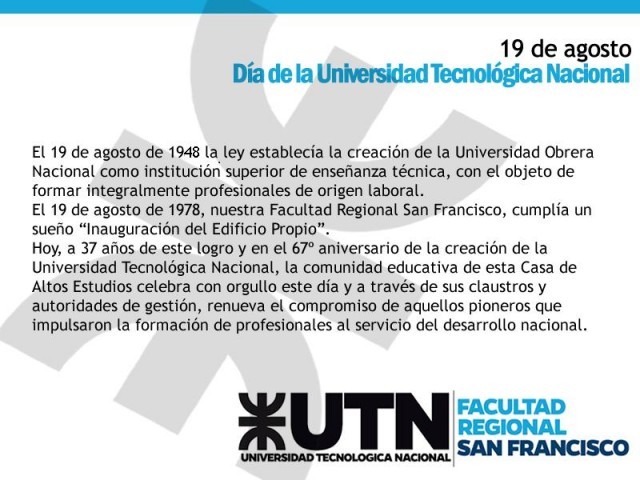 67&ordm; Aniversario de la creaci&oacute;n de la Universidad Obrera Nacional