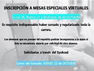 MESAS ESPECIALES virtuales-UTN ( 3&ordm;llamado OCTUBRE 2020) 